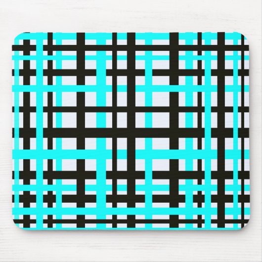 Tapis De Souris Bandes d'entrelacement noir blanc Turquoise (Devant)
