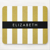 Tapis De Souris Bandes d'or, Motif rayé, Lignes, Votre Nom (Devant)