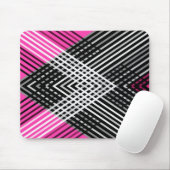 Tapis De Souris Bandes entrelacées en noir et blanc et gris sur un (Avec souris)