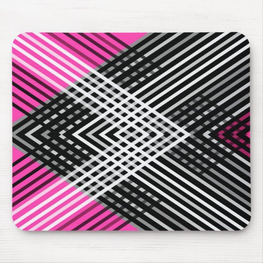 Tapis De Souris Bandes entrelacées en noir et blanc et gris sur un (Devant)