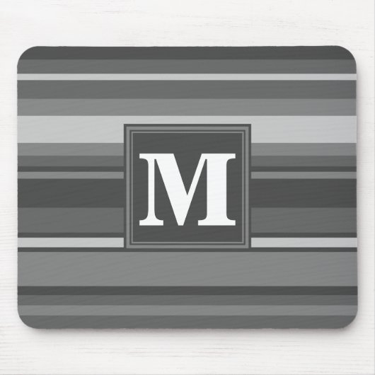 Tapis De Souris Bandes gris monogramme (Devant)