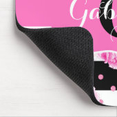 Tapis De Souris Bandes horizontales noires et blanches Monogramme (Coin)