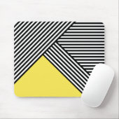 Tapis De Souris Bandes noires et blanches avec triangle jaune (Avec souris)