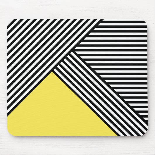 Tapis De Souris Bandes noires et blanches avec triangle jaune (Devant)