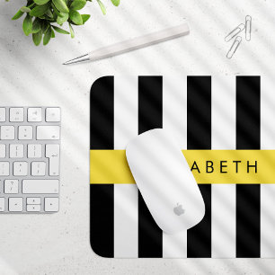 Tapis De Souris Bandes noires et blanches, Gravées, Lignes, Votre 