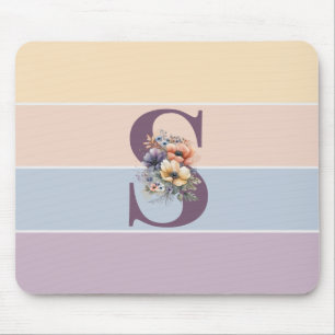 Tapis De Souris Bandes pastel minimalistes avec aquarelles