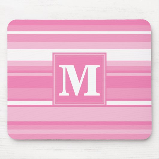 Tapis De Souris Bandes rose monogramme (Devant)