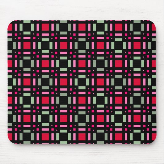 Tapis De Souris Bandes rouges rouges rouges vertes géométriques (Devant)