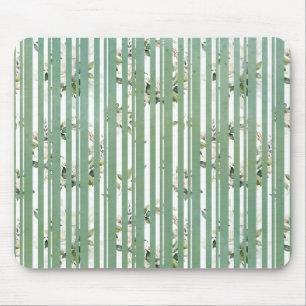Tapis De Souris Bandes vert pâle et fleurs muettes