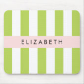 Tapis De Souris Bandes vertes, Lignes, Motif rayé, Votre Nom (Devant)