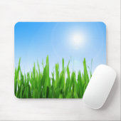 Tapis De Souris Bannière Green Grass Blue Sky (Avec souris)