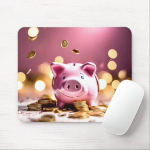 Tapis De Souris Banque Rose Piggy Avec Pièces