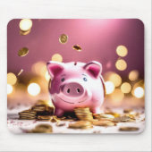 Tapis De Souris Banque Rose Piggy Avec Pièces (Devant)