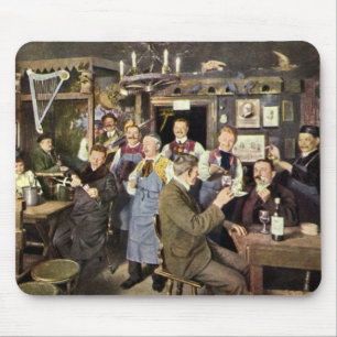Tapis De Souris Bar à l'ancienne avec des gens qui célèbrent, une 