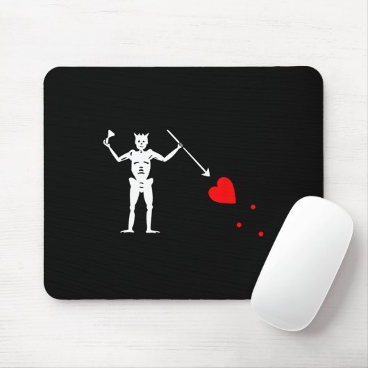Tapis De Souris Barbe noire Jolly roger Drapeau Pirate Squelette H (Avec souris)
