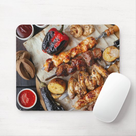 Tapis De Souris Barbecue Poulet Porc Boeuf Capsicum (Avec souris)