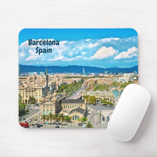 Tapis De Souris Barcelone, Espagne Belle vue sur la ville (Avec souris)