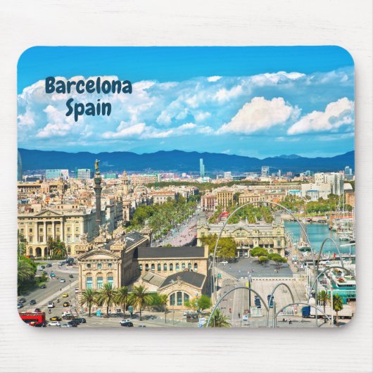Tapis De Souris Barcelone, Espagne Belle vue sur la ville (Devant)