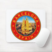 Tapis De Souris Barcelone, Espagne, cercle, rouge (Avec souris)