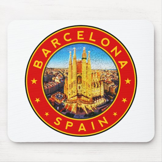Tapis De Souris Barcelone, Espagne, cercle, rouge (Devant)