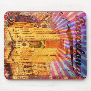 Tapis De Souris Barcelone, Espagne, Poster vintage