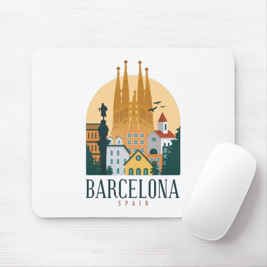 Tapis De Souris Barcelone Espagne Skyline Mousepad (Avec souris)