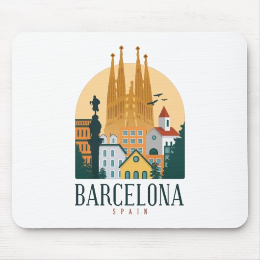 Tapis De Souris Barcelone Espagne Skyline Mousepad (Devant)