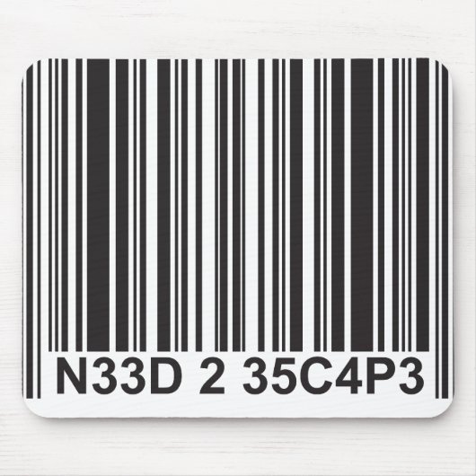 Tapis De Souris Barcode Leetspeak - Nécessité d'échapper à la cart (Devant)
