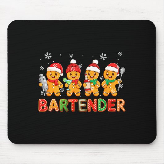 Tapis De Souris Bartender Job Group Santa Gingerbreads Xmas Cookie (Devant)