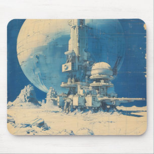 Tapis De Souris Base d'espace Sci-Fi rétro