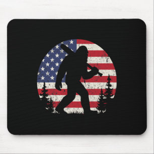 Tapis De Souris Baseball Bigfoot Patriotique Drapeau Américain Usa