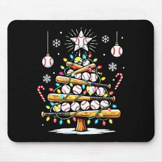 Tapis De Souris Baseball Christmas Tree Lights  (Devant)