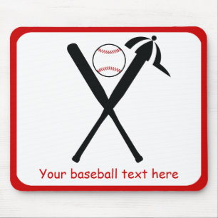 Tapis De Souris Baseball croisé chauves-souris et casquette noir, 
