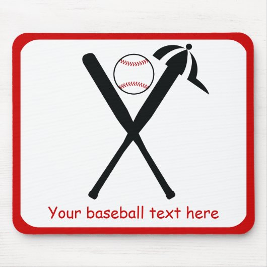 Tapis De Souris Baseball croisé chauves-souris et casquette noir, (Devant)