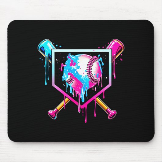 Tapis De Souris Baseball Drip Funny Ice Cream Dripng Matching Fami (Devant)