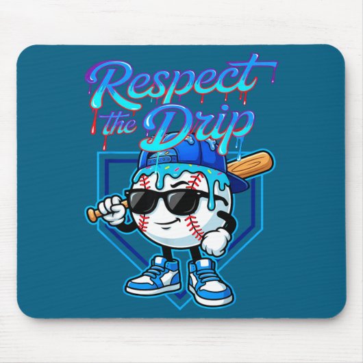 Tapis De Souris Baseball Drip Ice Cream Respect The Drip Home Plat (Devant)