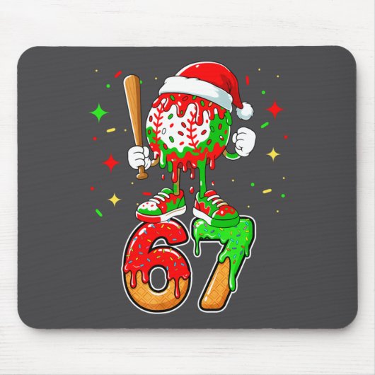 Tapis De Souris Baseball Drip Number 67 Meme Ice Cream Dripng Chri (Devant)