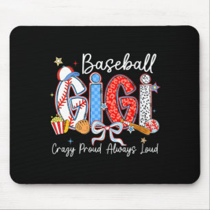 Tapis De Souris Baseball féminin gigi fou fier bruyant drôle gigi