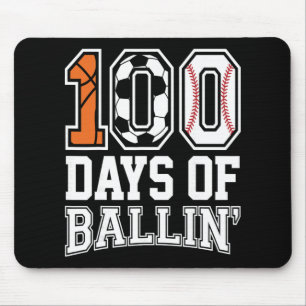 Tapis De Souris Baseball Football Basket 100 Jours D'école 