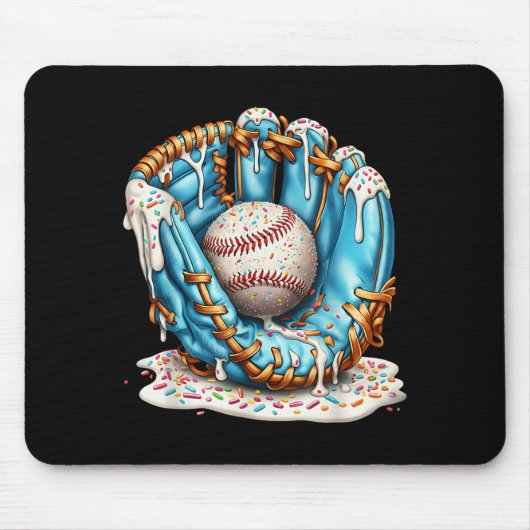 Tapis De Souris Baseball Glove Ice Cream Drip With Sprinkles Men B (Devant)