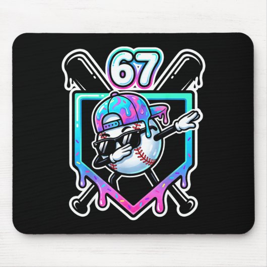 Tapis De Souris Baseball Ice Cream Drip 67 Player Dabbing Six Seve (Devant)