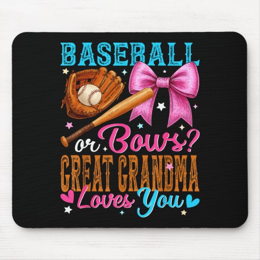 Tapis De Souris Baseball Or Bows Great Grandma Loves You Gender Re (Devant)