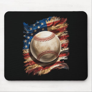 Tapis De Souris Baseball Patriotique 4 juillet Amérique Vintage