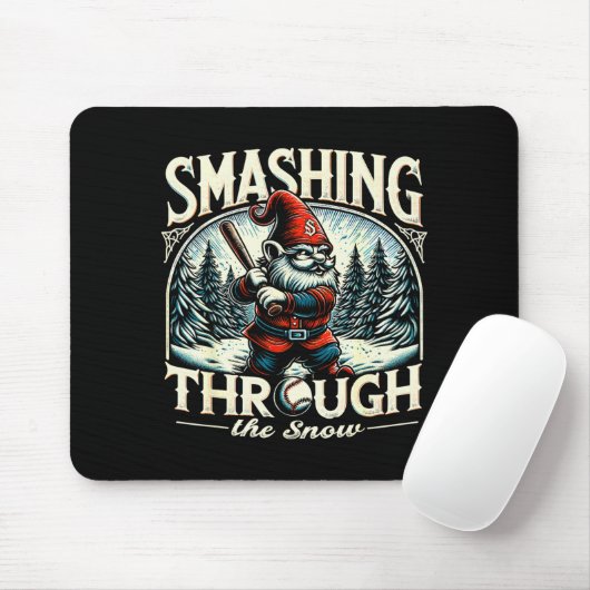 Tapis De Souris Baseball Player Christmas Gnome, Smashing Through (Avec souris)