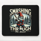 Tapis De Souris Baseball Player Christmas Gnome, Smashing Through (Devant)