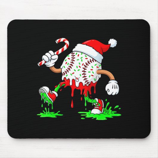Tapis De Souris Baseball Santa Hat Christmas Ice Cream Drip Candy (Devant)