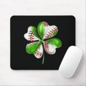 Tapis De Souris Baseball Shamrock St Patrick's Day Clover With Bas (Avec souris)