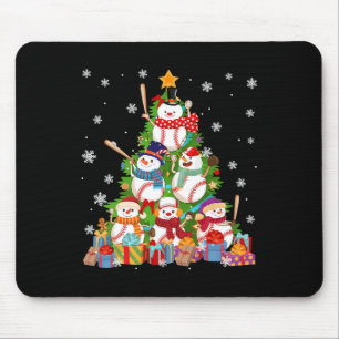 Tapis De Souris Baseball Snowman Arbre de Noël Pitchers Catchers