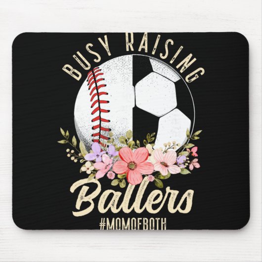 Tapis De Souris Baseball Soccer Mom Of Both Busy Raising Ballers  (Devant)
