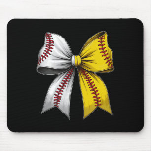 Tapis De Souris Baseball Softball Coquette Bow Jeu Jour Coeur Amou